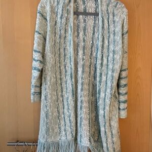 Christopher & Banks Open-Front Cardigan - Cream/blue/green  PL
